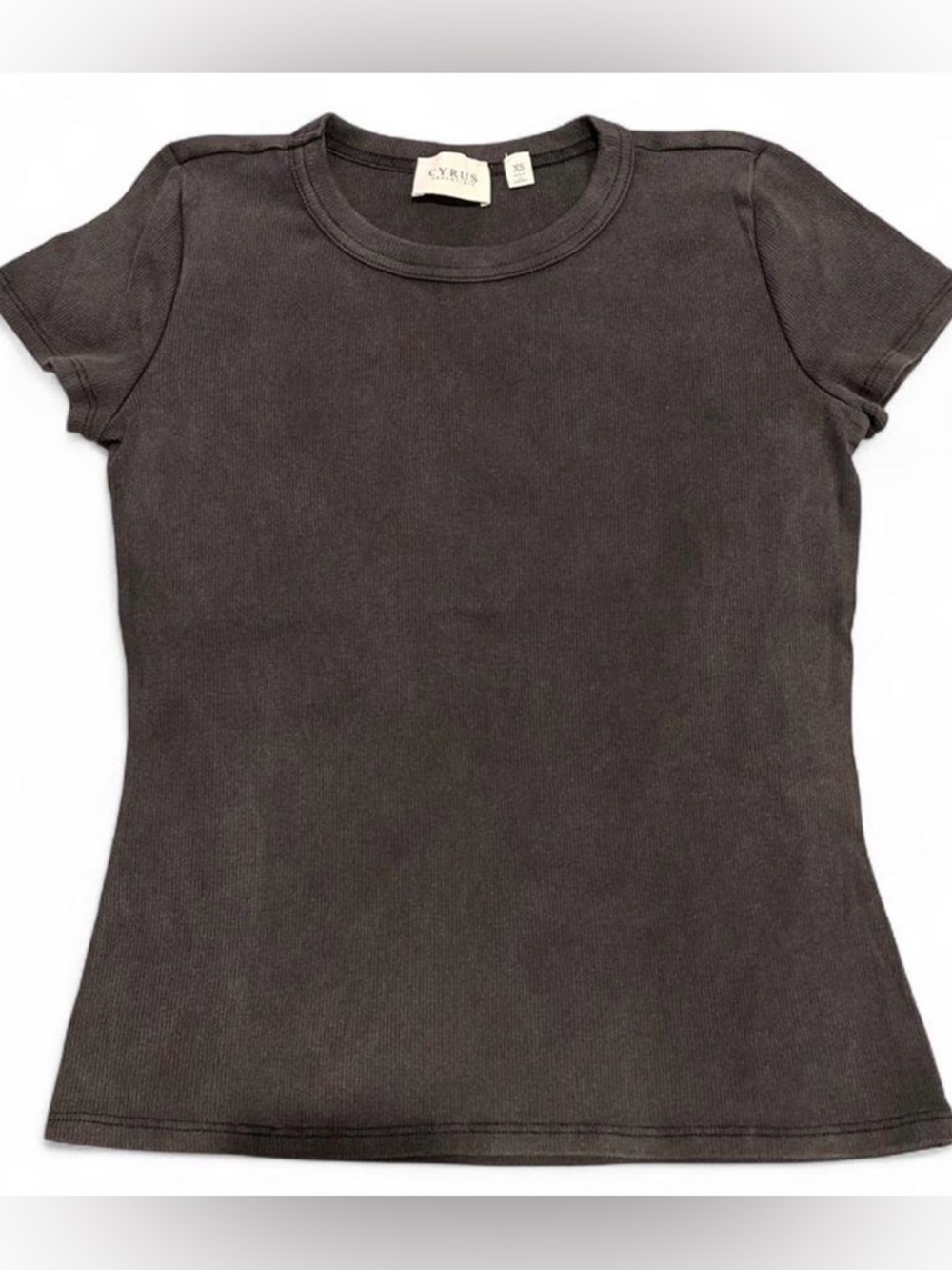 NWOT Cyrus Short Sleeve Ribbed Tee in Dark Charcoal